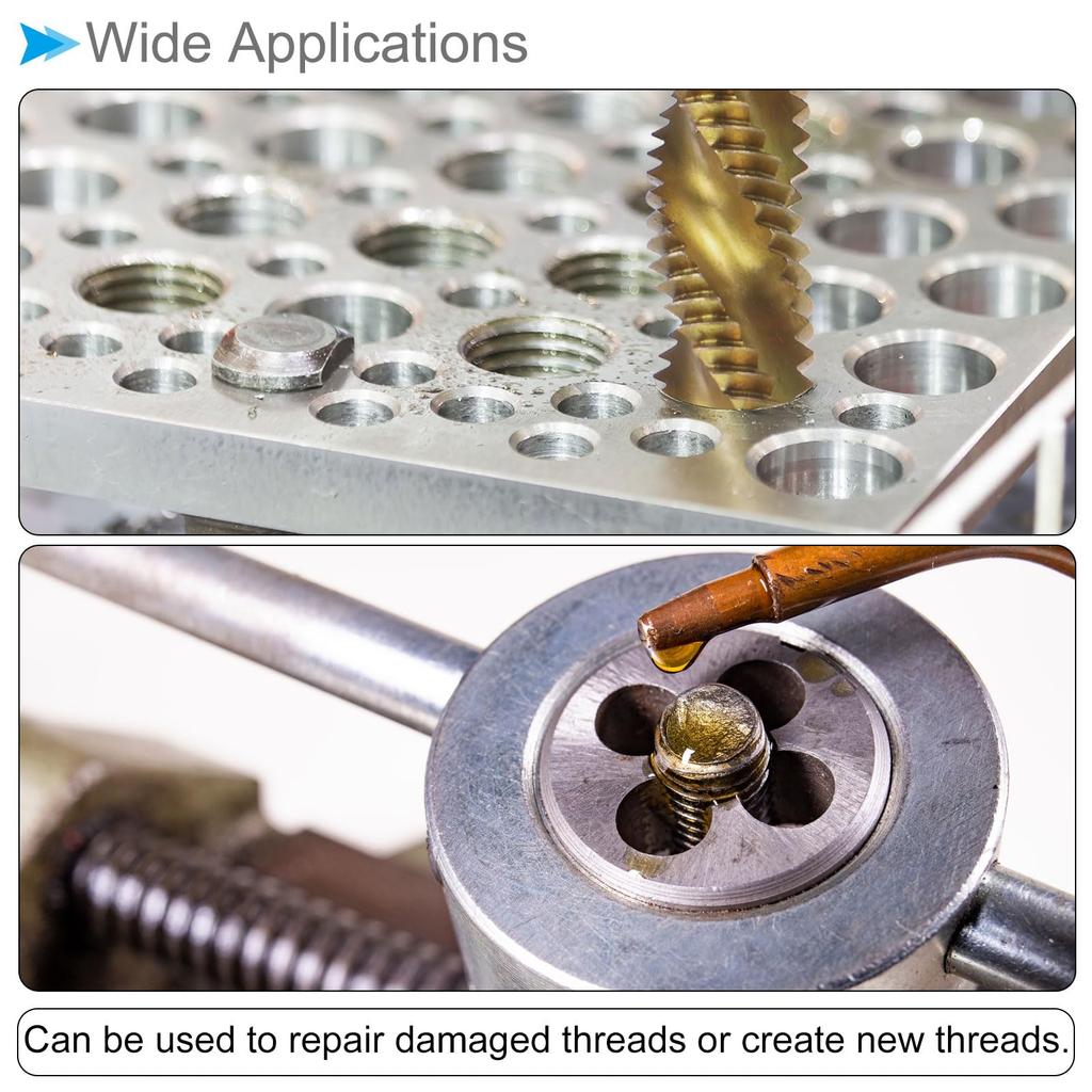 CoCud Metric Tap and Die Set, M10 X 1.5 Thread, Titanium Coated, Spiral Flute Thread Tap, Round Die Tool Kit for Threading, Tapping, and Repair, 1 Set