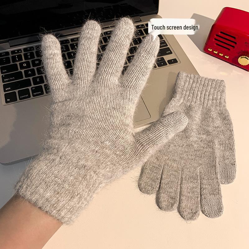 Korean Winter Touchscreen Knitted Gloves - Stylish Windproof Warmth for Women and Students