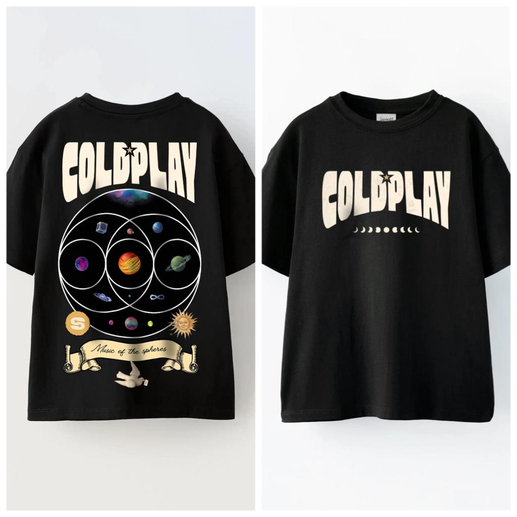 Coldplay Music of The Spheres World Tour 2025 T-Shirts aus Baumwolle, schweres, mentales Mode-T-Shirt mit Grafik, kurzärmelig, Unisex-Tops