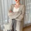 Premium Mulberry Silk Cashmere Women's Mid-Length Knitted Cardigan