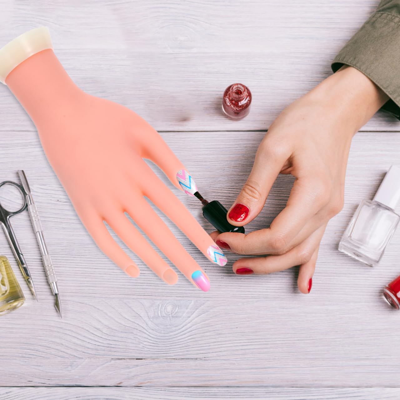 Mipcase Practice Hand for Acrylic Nails Mannequin Hand for Nails Fake Hand for Nails Bendable Silicone Hand for Nail Practice