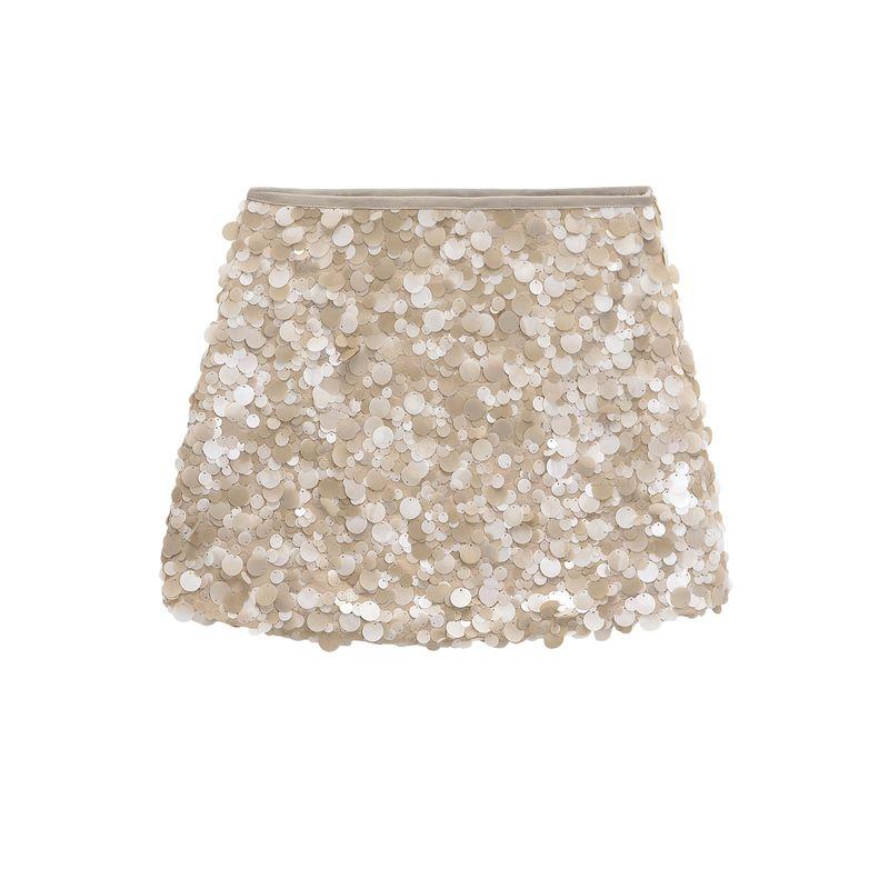 

Kaslead New Arrival Women s Clothing Fashion Style Stylish Simple and Versatile Slim-Fit Sequined Mini Skirt 3920221 Image color L