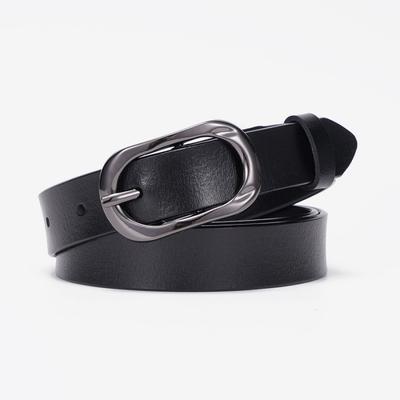 Womens Genuine Leather Slim Belt With Alloy Pin Buckle Minimalist Casual Jeans Waistband Black Coffee