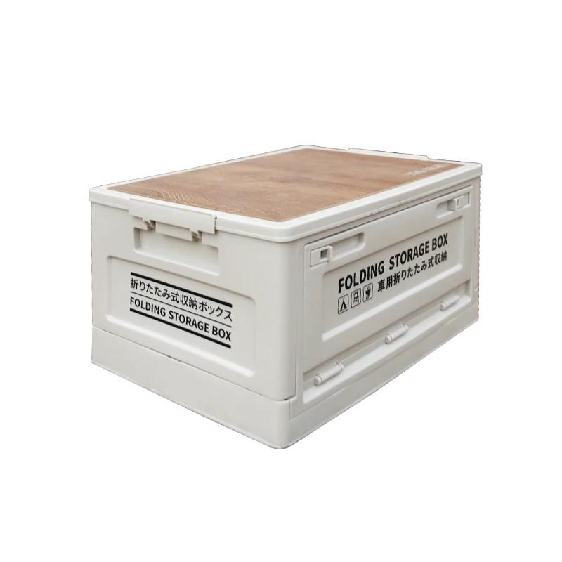 

50L Large Foldable Storage Box for Outdoor Indoor Camping Family Wooden Roof Stacking Design Eco-Friendly