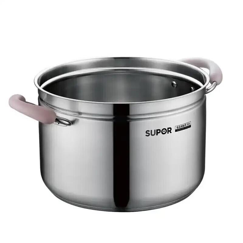 SUPOR 24cm Red Circle 304 Stainless Steel Steamer Pot