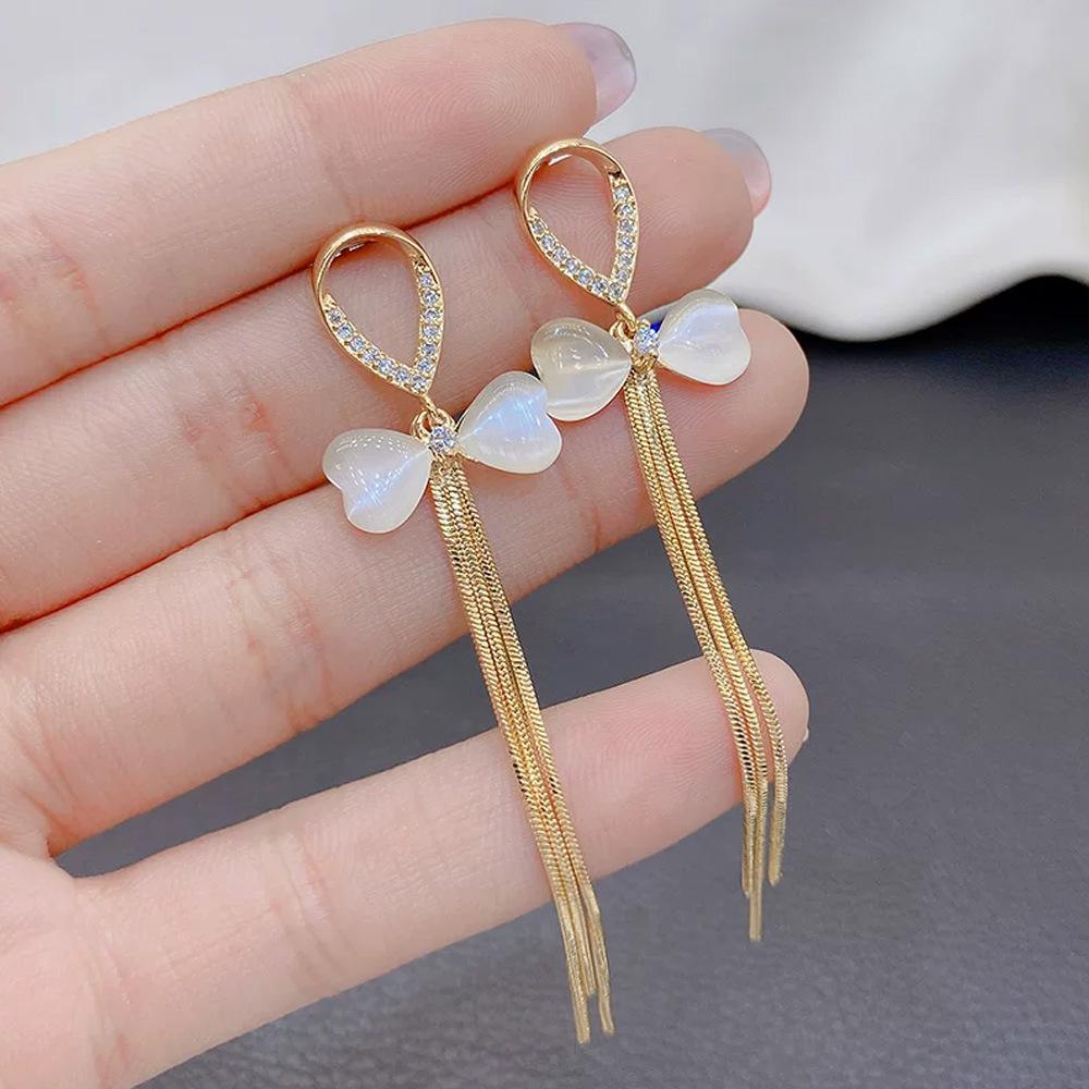 Elegant Floral Bow Earrings - High-End French Design for Women