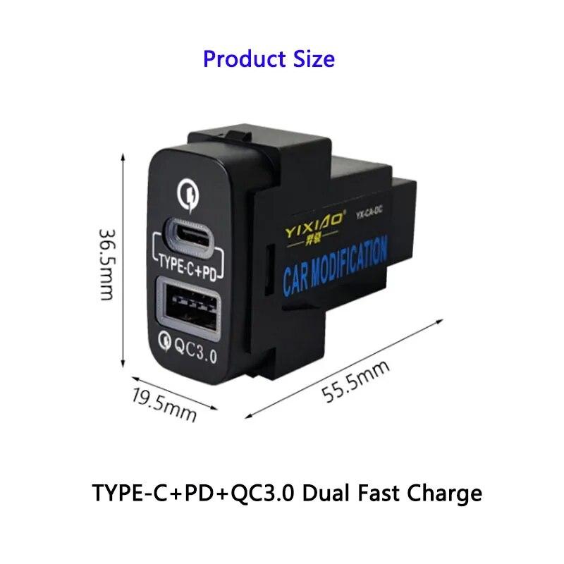 1PC Quick Charge Car Charger TYPE-C PD USB Interface Socket Use For Mitsubishi Outlander LancerEX Pajero Sport ASX V73 V93 V97
