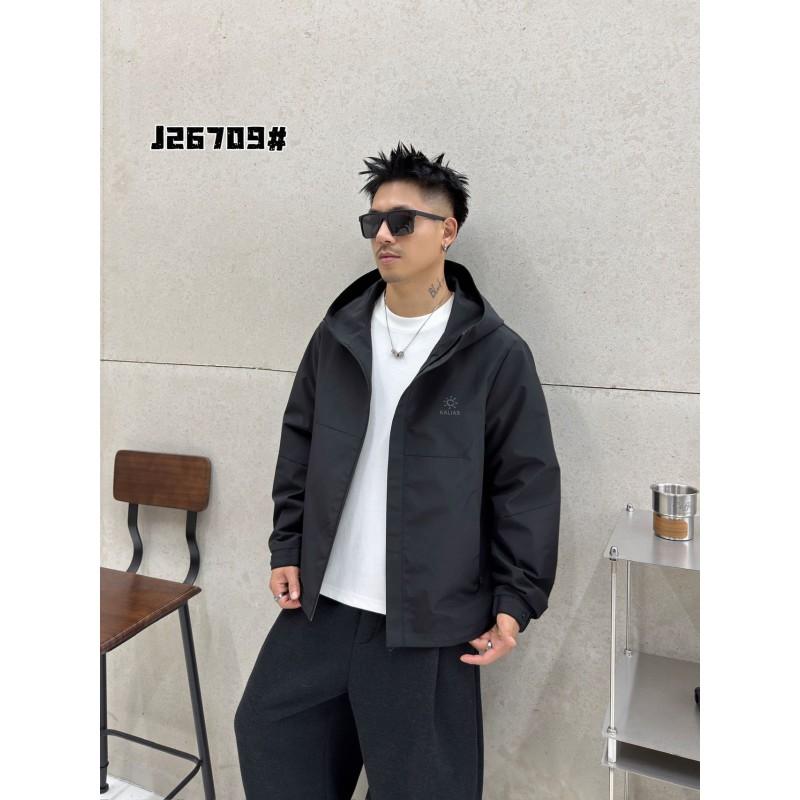 Mens Hooded Cargo Jacket Casual Solid Outerwear Windbreaker Hiking Coat