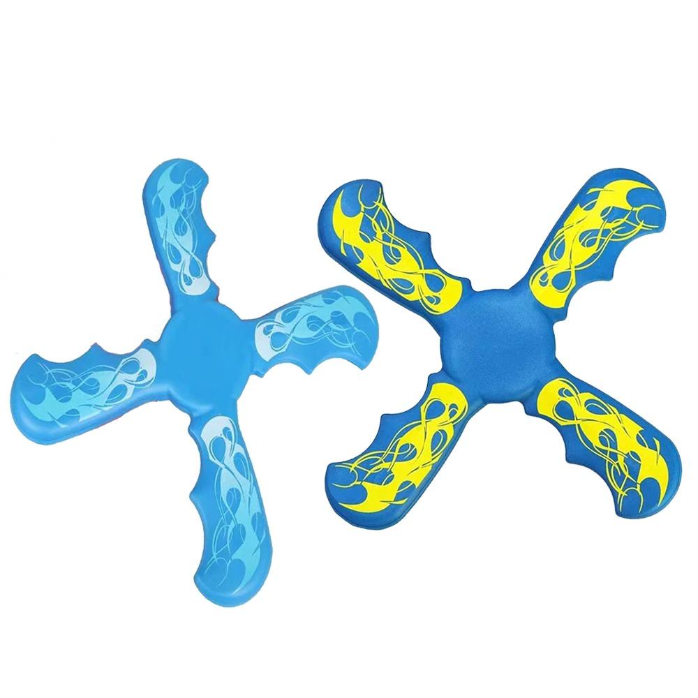 Interactive Children Boomerang Soft Four-leaf Cross Flying Disc Spinner Four-Bladed  Outdoor Toys