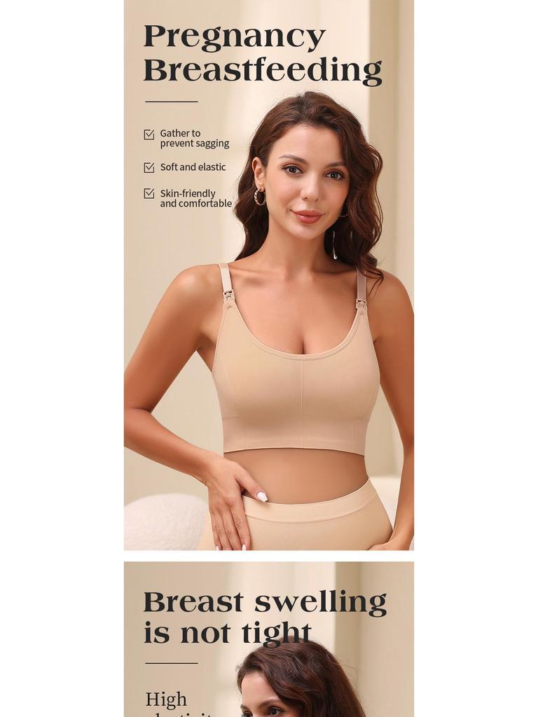 Seamless Wire-Free Nursing Bra: Comfortable U-Back Maternity Breastfeeding Bra with No Chest Pad.