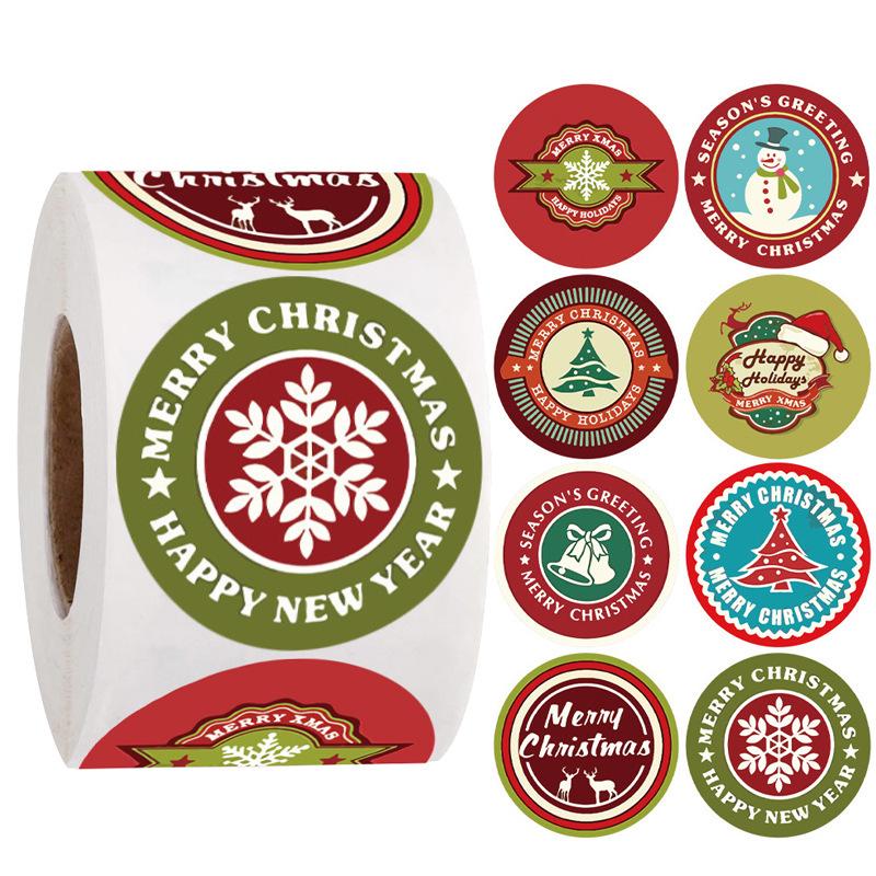 3.8cm Christmas Sticker Roll - Gift Box Sealing Labels for Holiday Decoration