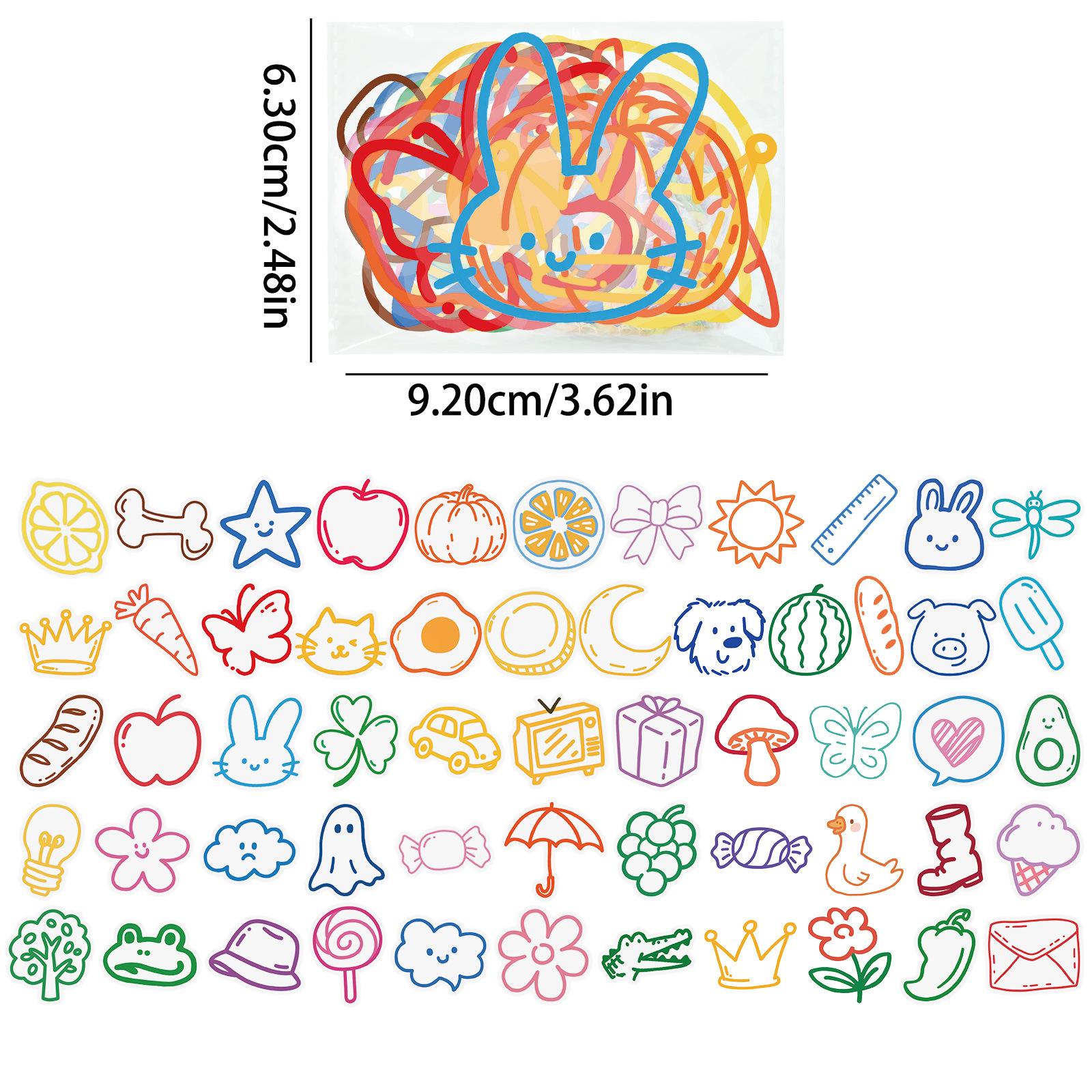 56 Simple Color Line Drawings Transparent Pet Stickers Decorative Hand Account Stickers