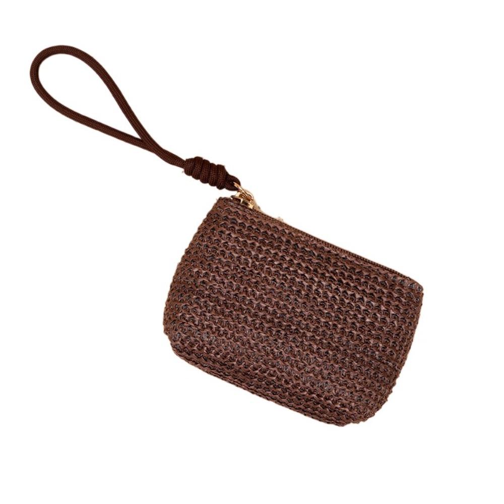 

Чехол для наушников Плетеная из соломы Кошелек для монет Ручная мини-сумка для хранения Милый держатель для карт Упаковка для ювелирных изделий