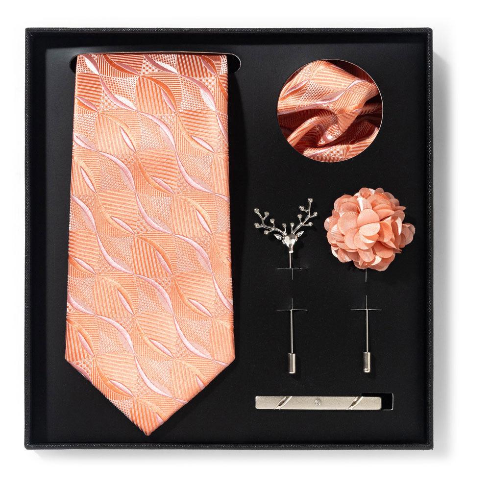 Tie Men'S Net Color Striped Cashew Flower Men'S Tie High Sense 6-Piece Gift Box Men'S Suit Accessories