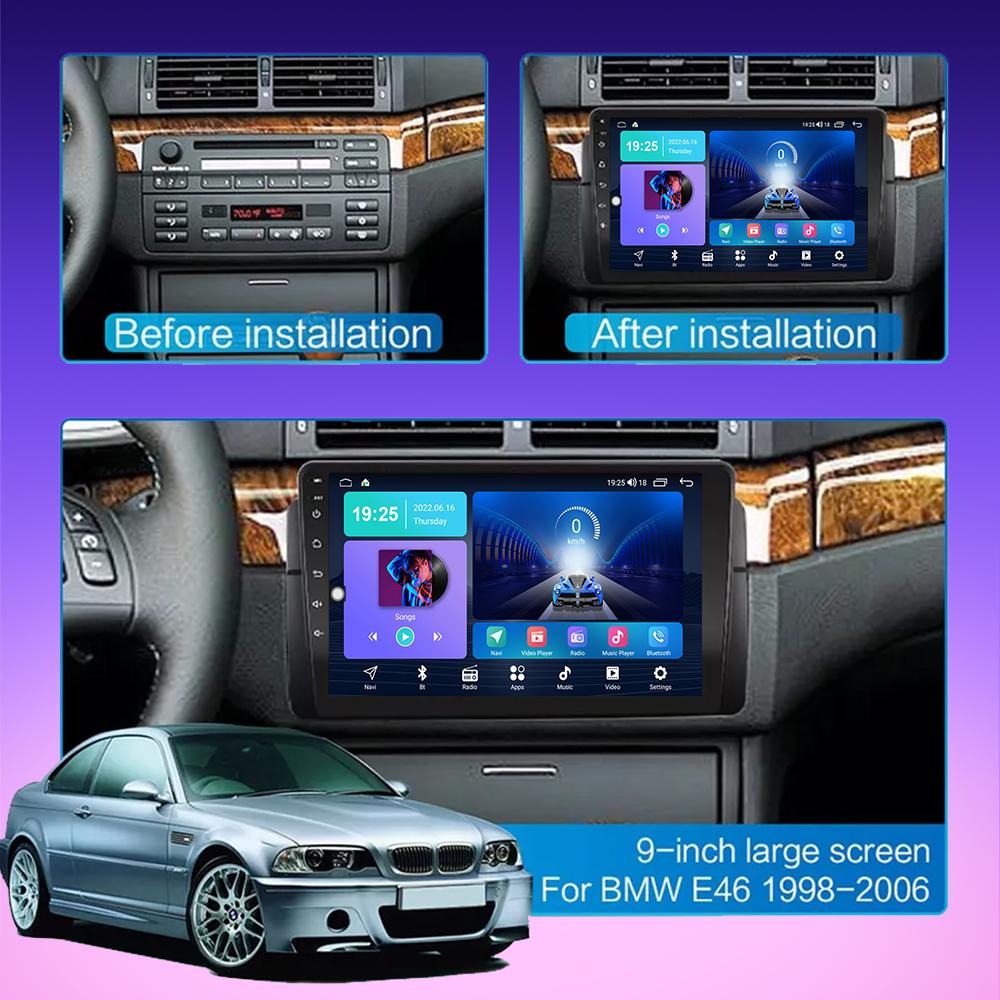 2 DIN Android Carplay Car Radio For BMW E46 1998-2006 Multimedia Player Head Unit Stereo GPS Navigation BT WIFI 4+64GB