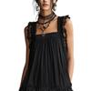 European and American style, sleeveless black lace splicing dress, fashionable and sexy crew neck skirt, women's clothing
