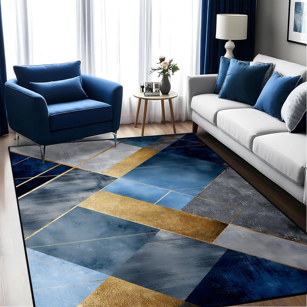 Modern Luxury Geometry Rugs Large Area Carpet Living Room Decoration Non-slip Bedroom Lounge Rug Washable Balcony Kitchen Mat