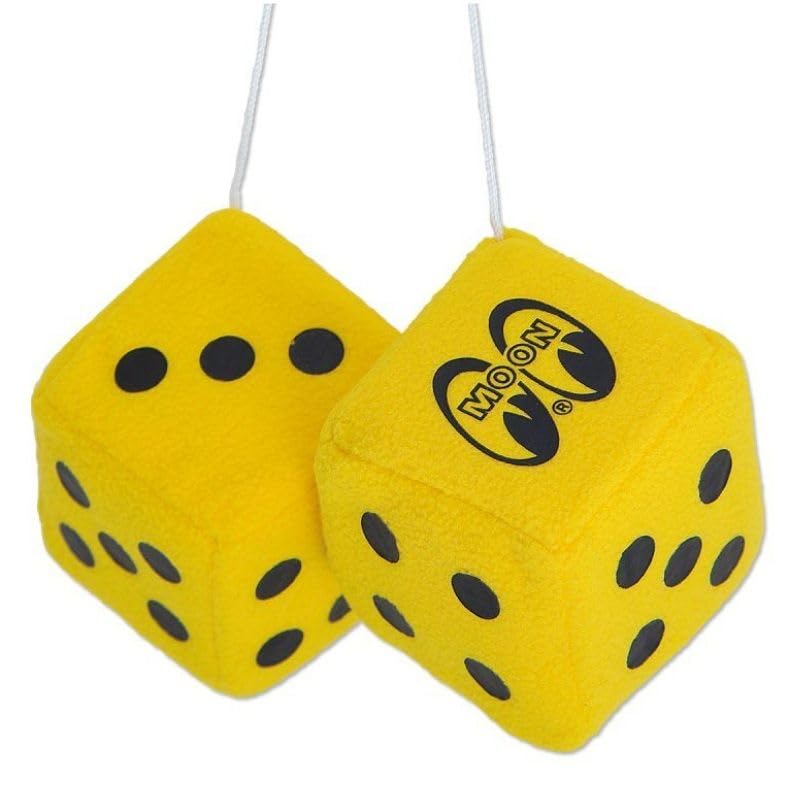 MoonEyes Fuzzy Dice Hanging Mirror Yellow