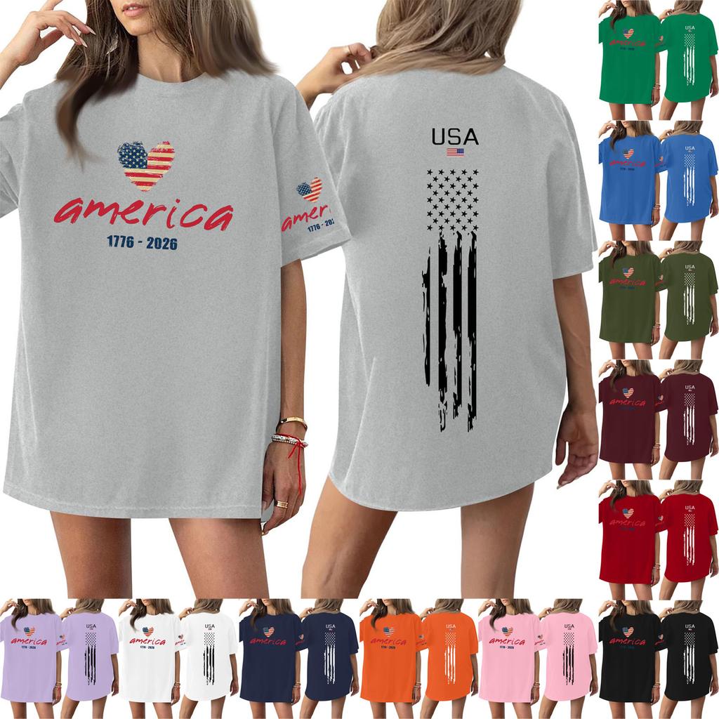Women's Casual Fashion Round Neck Casual Print Short Sleeve T-Shirt Top
