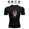Men's Slim Fit Compression Shirt Quick Dry Breathable Gym Running Funny Animal Print Activewear