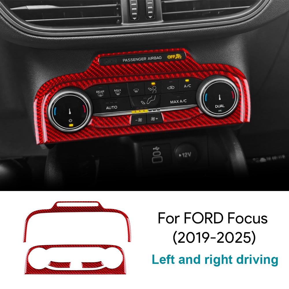 For Ford Focus/Focus ST 2019 2020 2021 2022 2023 2024 2025 Real Soft Carbon Fiber Sticker LHD Car Central Control AC Frame