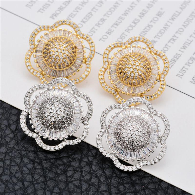 

European & American Temperament Geometric Tassel Zircon Earrings for Women белый