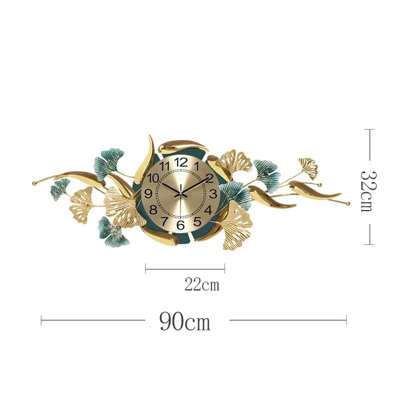 Iron Art Wall Clocks Living Room Creative Ginkgo Fashion Personality Household Mute Atmosphere Clock Decorative Wall WatchQ2P6B9