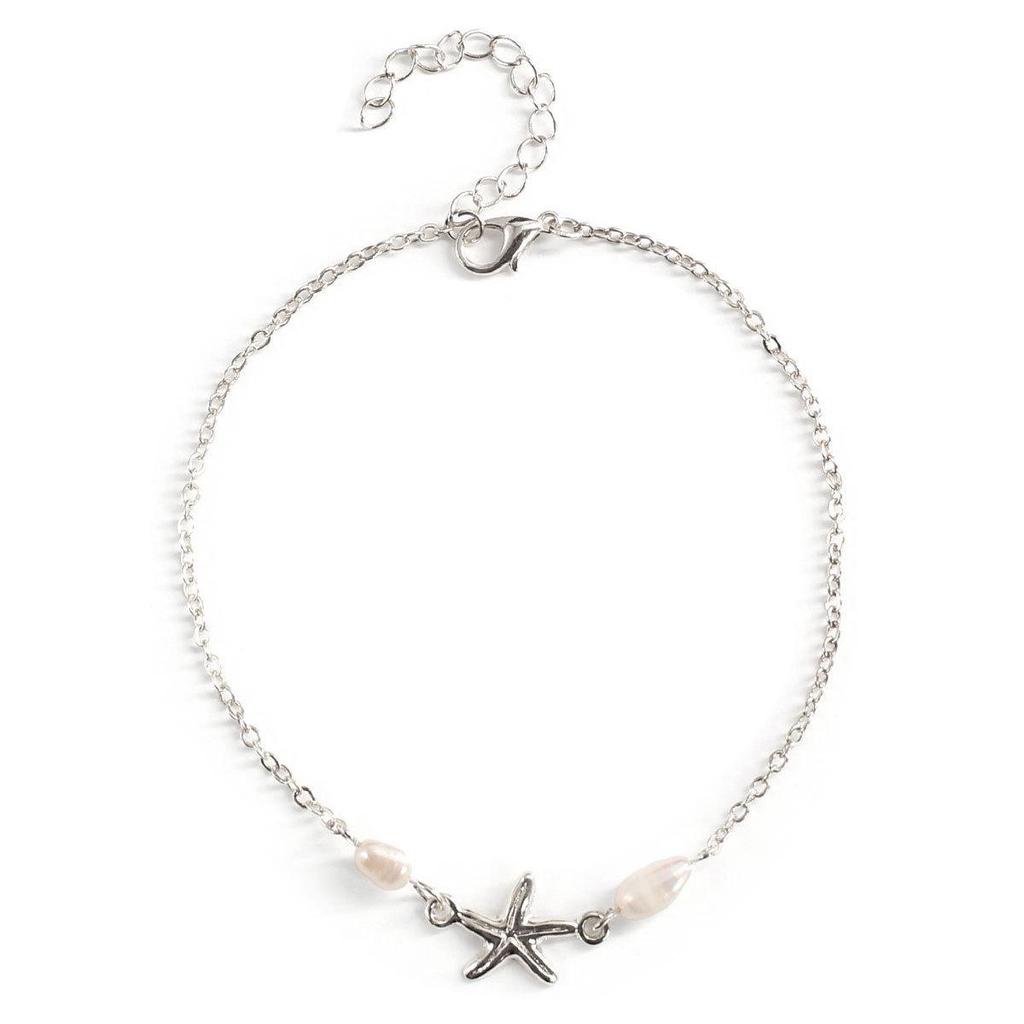 Minimalist Beach Pearl Starfish Tassel Anklet - European & American Style
