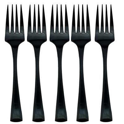 Set 5 Pezzi Forchette da Servizio Acciaio Inossidabile 304 Lucidato a Specchio Forchetta da Tavola Forchetta da Torta Nere Forchette da Bistecca Utensili Set di Posate