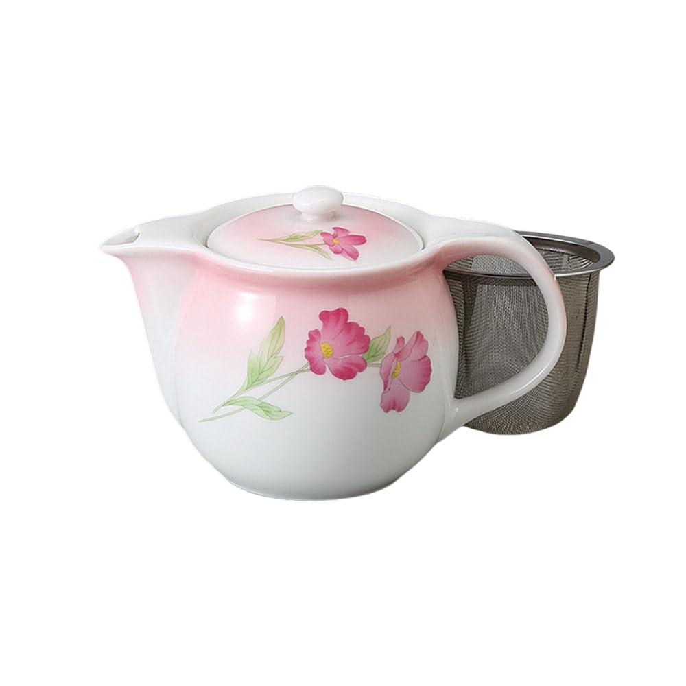 Ale-net Teapot, 10.2 x 15.2 x 10.5 cm, 460cc, Saika (with tea strainer), Mino ware, Porcelain, Made in Japan, Stylish