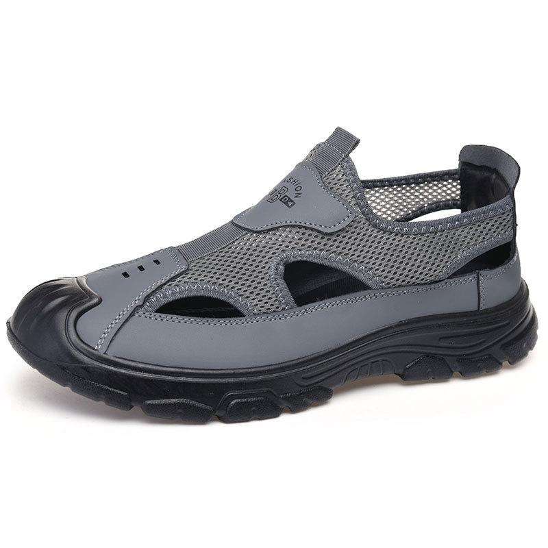 

Sandals Breathable Men Shoes Mesh Outdoor Men 2025 Summer Hollow Sandals Antiskid Beach Sandals Flats Footwear 39 серый