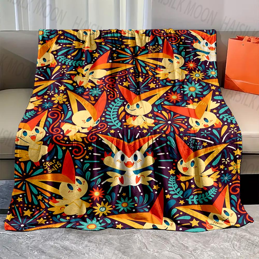 1PC Cartoon Pokémon Characters Print Blanket Fluffy Plush Sofa Bed Blanket for Kids Adults Travel Camping Supplies Car for Gifts