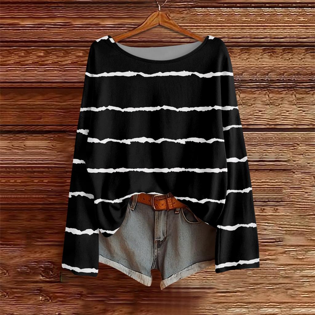 Long Sleeve Shirts For Women Print Graphic Tees Blouses Casual Plus Size Basic Tops Pullover