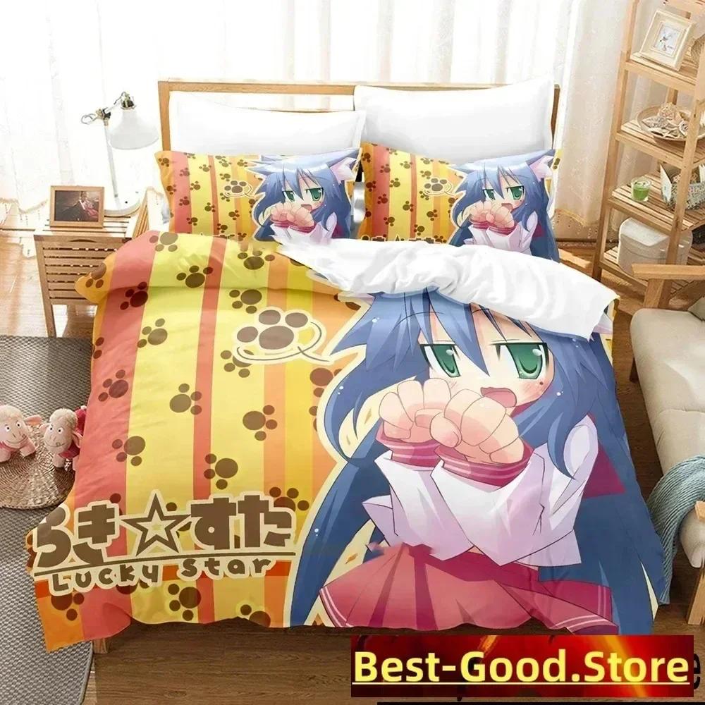 Anime Konata Izumi Lucky Star Bedding Set Printed Bed Set With Pillowcase Bed Duvet Cover Soft Queen King Size Bedclothes Home