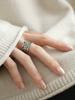 Ethnic Style 925 Silver Retro Hollow Flower Ring Women's New Chinese Sun Pattern Simple Fashion Versatile Ring