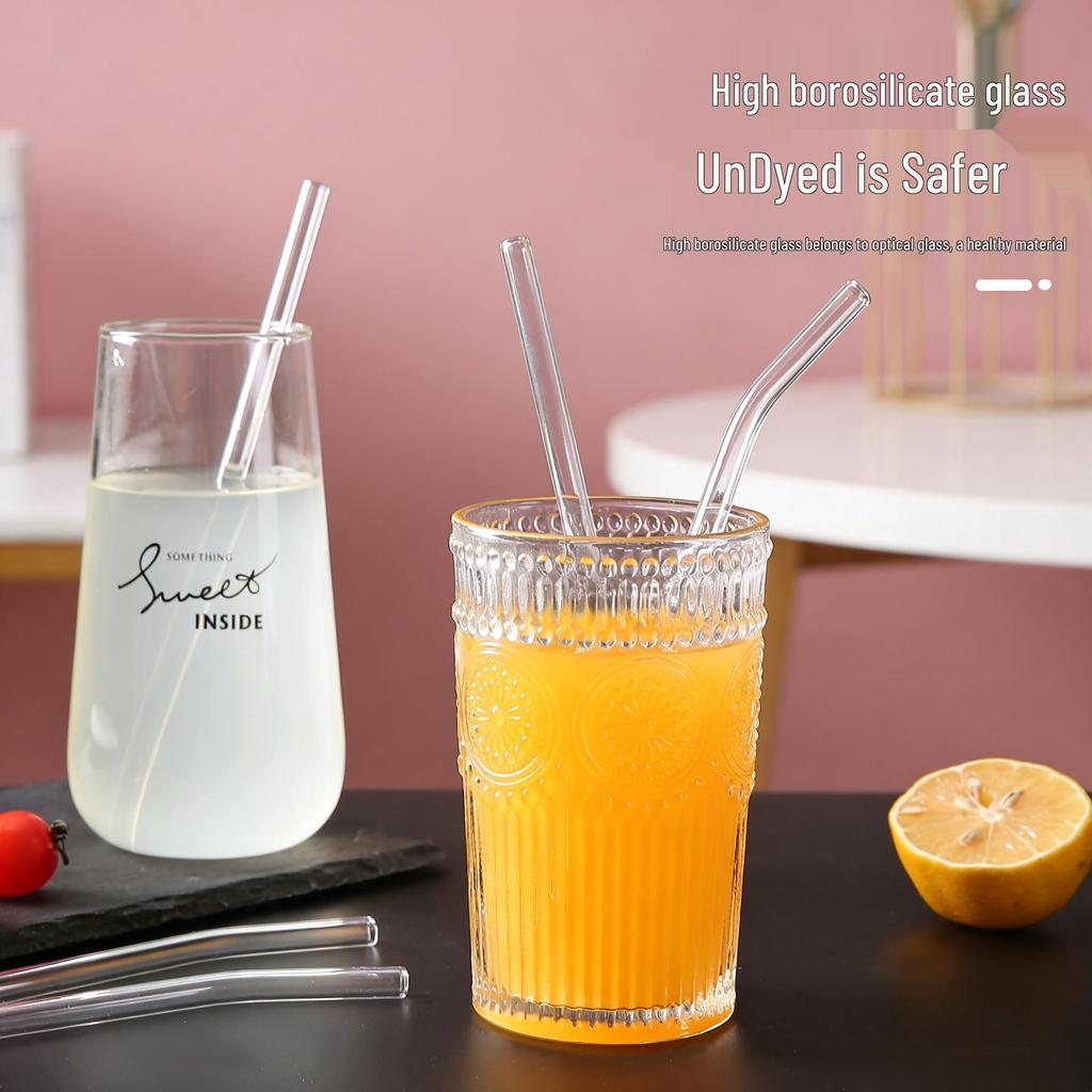 High-Temperature Resistant Transparent Glass Straw for Juice and Milk