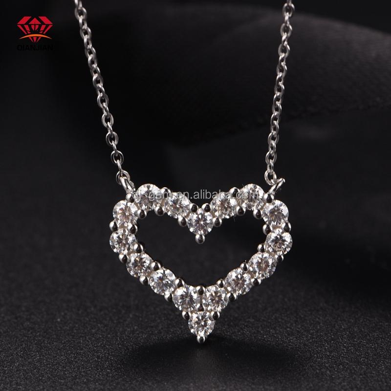 Fashion Jewelry 925 Sterling Silver Moissanite Pendant Iced Out D VVS Moissanite Heart Necklace Pendant