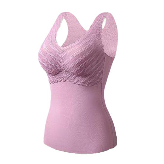 Thermal Vest V-Neck Sleeveless Chest Pad Underwear Vest Seamless Velvet Lining Autumn Winter Warm Bottom Vest