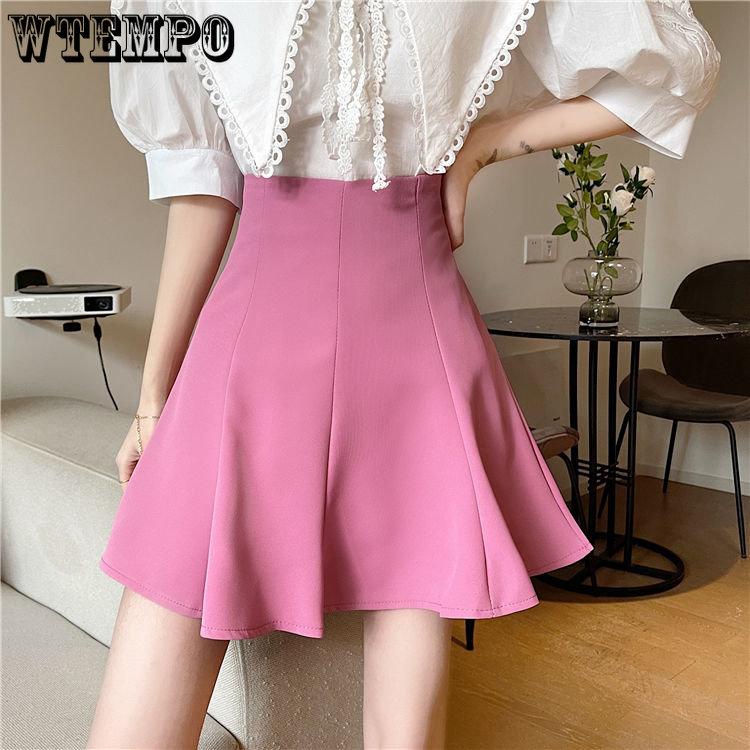 Chic Versatile Slim High-waisted Solid Umbrella Skirt Female Spring and Summer Personality Half-body Skirt Temperament A Line Skirt