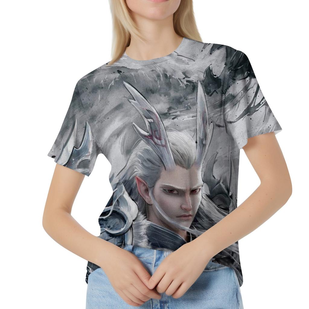 Women's Casual Loose Printed T-shirt Round Neck Pullover Short Sleeved Top