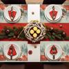 4pcs Vintage Christmas Placemats with Santa Claus & Reindeer Illustration - Festive Holiday Table Decor for Parties, Coffee Tabl