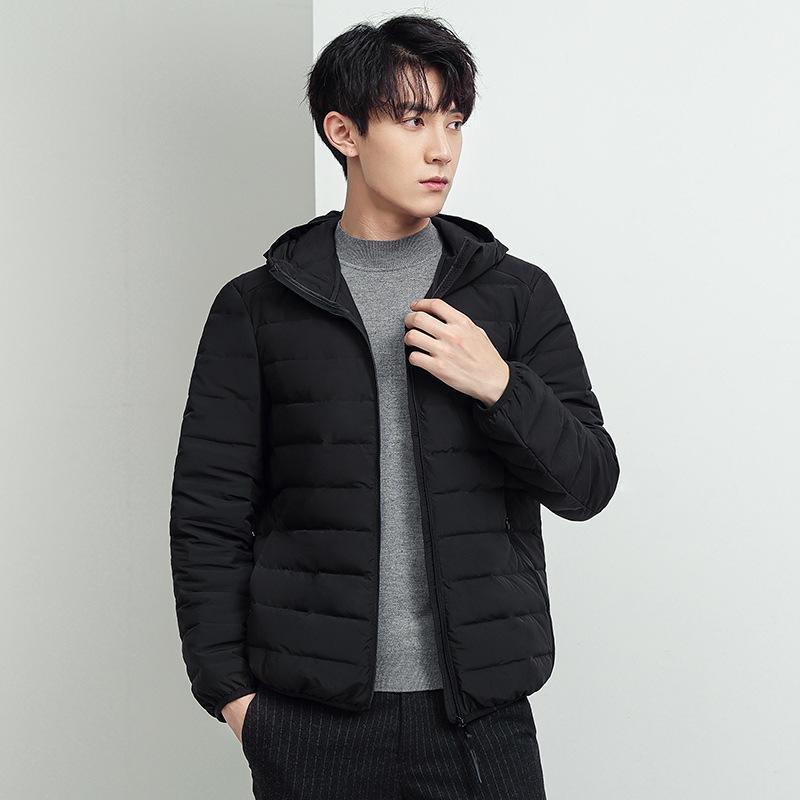 Осень и зима новая легкая мужская пуховая куртка короткая бесшовная 90 белая утиная пуховая изоляция легкая мужская куртка с капюшоном M