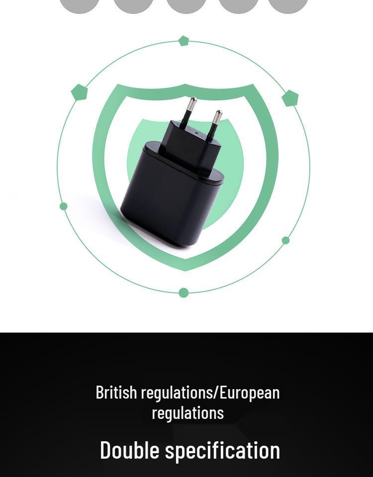 5V2A Fast Charger with Three Ports & Digital Display - Compatible with Apple, PDQC; UK & EU Plugs