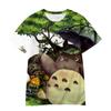 3D Hayao Miyazaki Cartoon Totoro Pattern Printed Casual Short Sleeved Children's Boy T-shirts - Soft Medium Stretch Fabric Summer Relaxed Fit Clothing