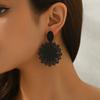 Women's Earrings Geometric Black Design Flower Studs Versatile High-end Earrings