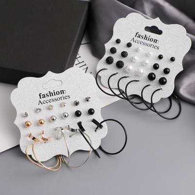 12 Pairs/Set Earrings for Women Bohemian Fashion Jewelry Geometric Ear Studs Round Stud Earrings New AVE