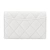 CHANEL 23C Classic Style Vertical Gold Label Double C Logo Quilted Pattern Shiny Grain Calfskin with Gold Metal Card Holder Small Female White