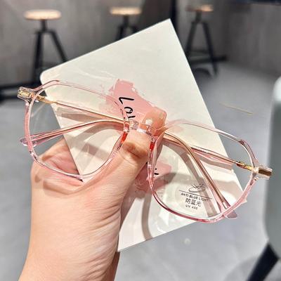 Online-Promi-Brille für Damen, Ins Wind Pailletten Joker, transparenter Rahmen, schlichte, fortschrittliche Anti-Blau-Brille, Myopie-Brille.