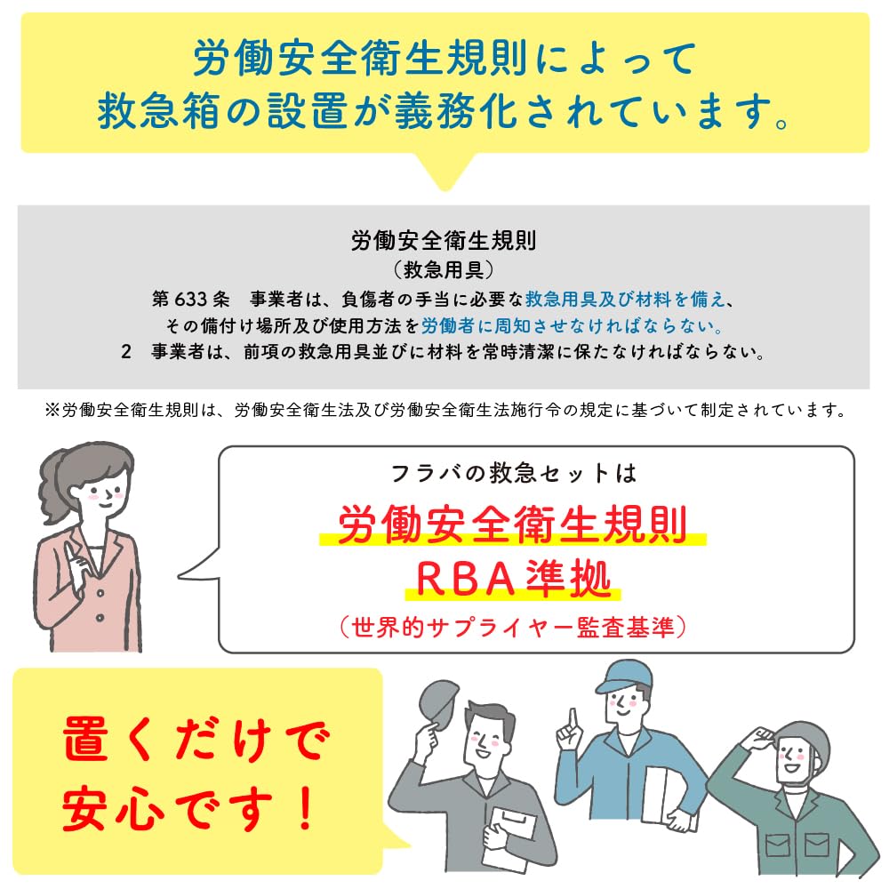 First aid box Conforms to industrial safety and health Approximately 10 shoulder Compatible with first aid First aid kit L-10 regulations. people.
