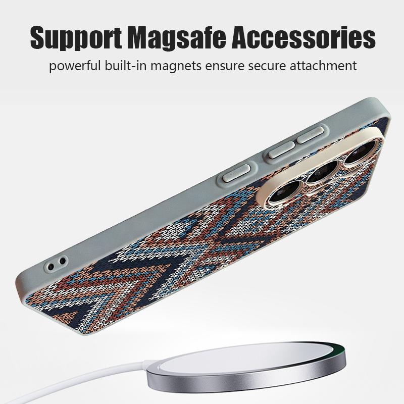 Custodia Geometrica con Texture in Tessuto per Samsung S26 Edge S25 FE S24 Plus S23 S22 Ultra A15 A16 A17 A35 A36 A37 A54 A55 A56 A57 5G Cover Ibrida Magnetica Opaca